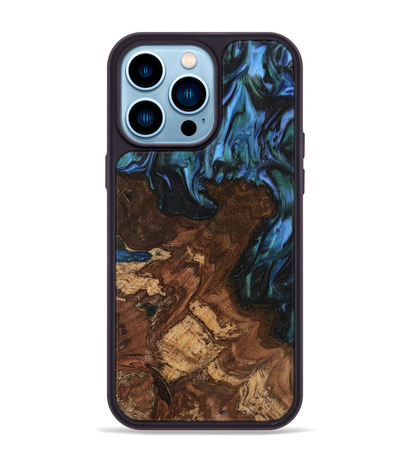 iPhone 14 Pro Max Wood Phone Case - Paulien (Blue, 741978)