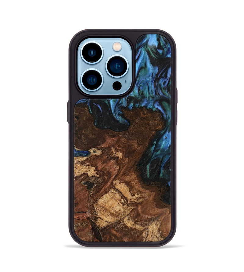 iPhone 14 Pro Wood Phone Case - Paulien (Blue, 741978)