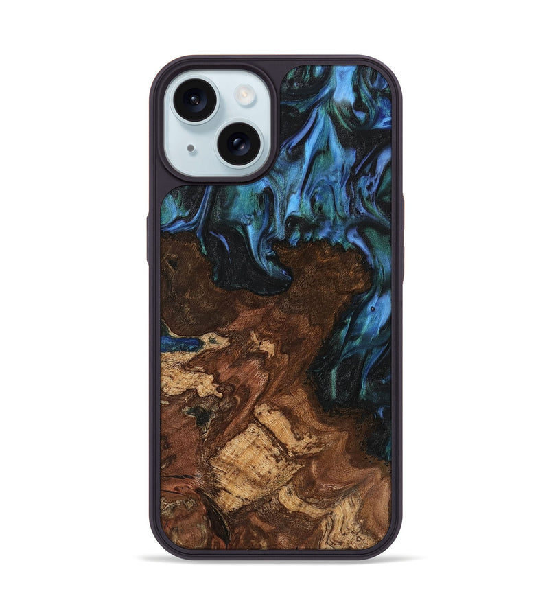 iPhone 15 Wood Phone Case - Paulien (Blue, 741978)