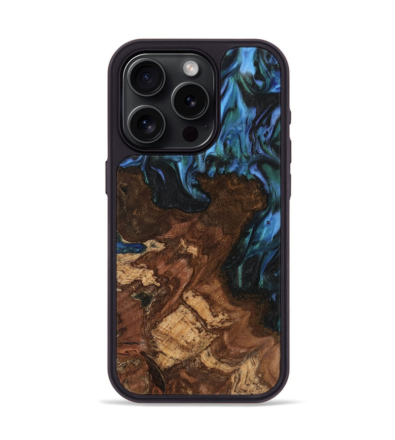 iPhone 15 Pro Wood Phone Case - Paulien (Blue, 741978)