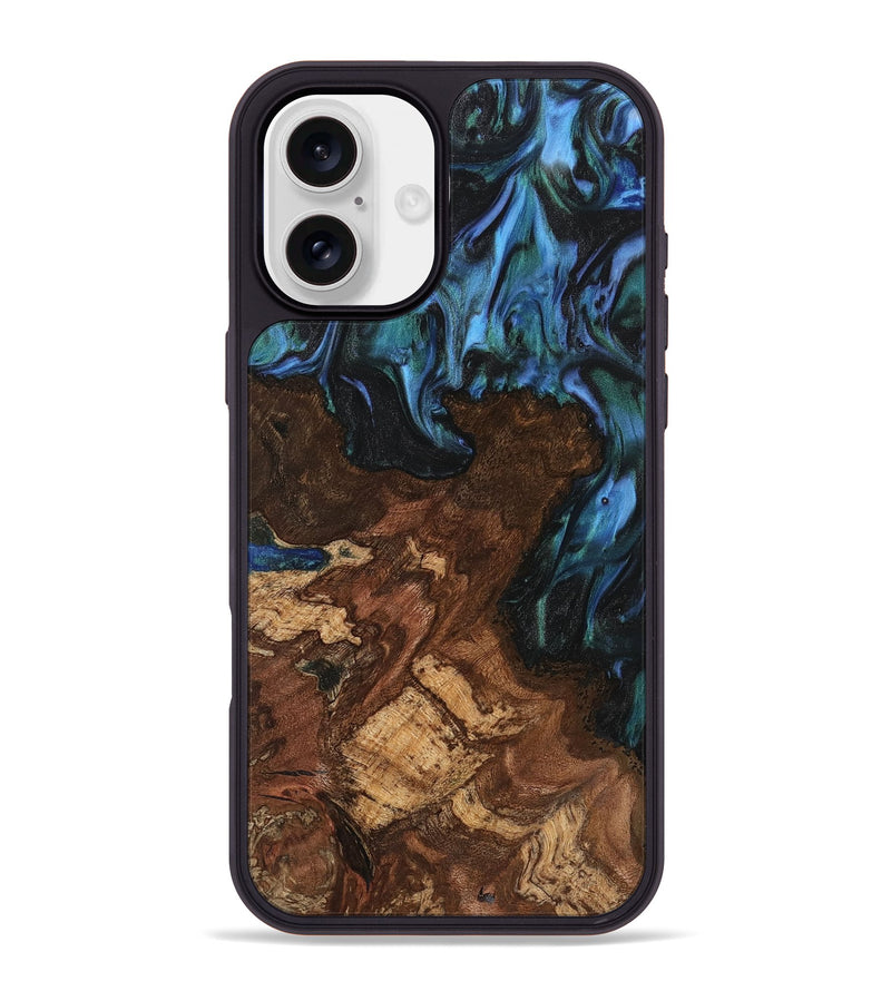 iPhone 16 Plus Wood Phone Case - Paulien (Blue, 741978)