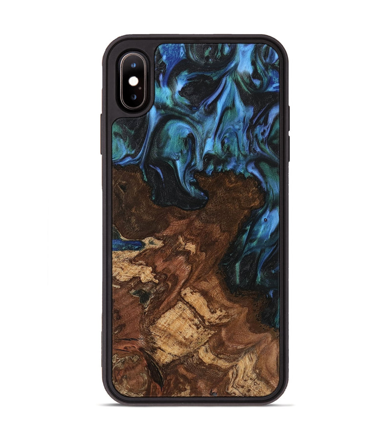 iPhone Xs Max Wood Phone Case - Paulien (Blue, 741978)