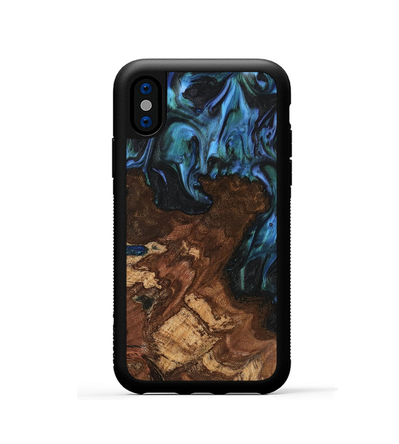 iPhone Xs Wood Phone Case - Paulien (Blue, 741978)