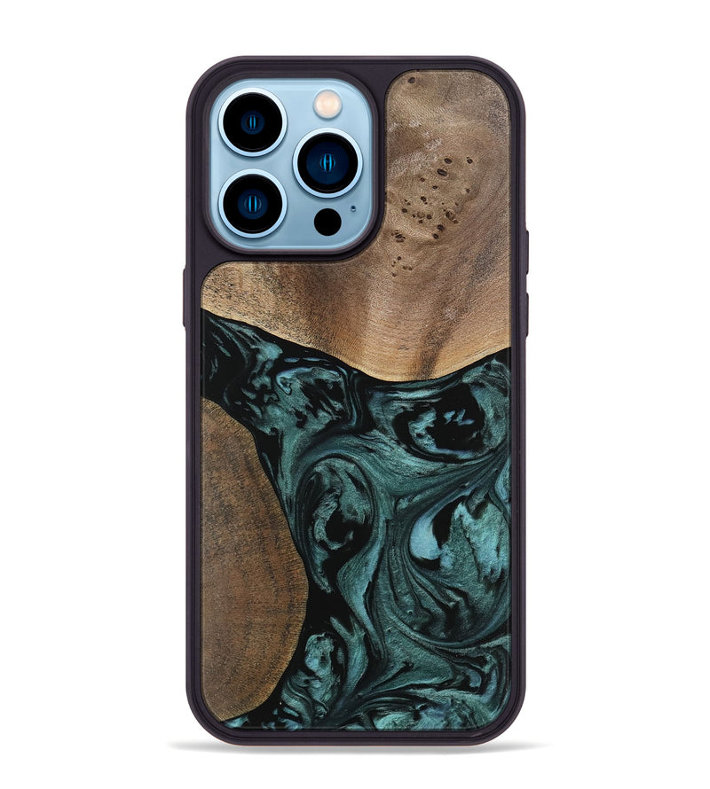 iPhone 14 Pro Max Wood Phone Case - Elba (Green, 741980)