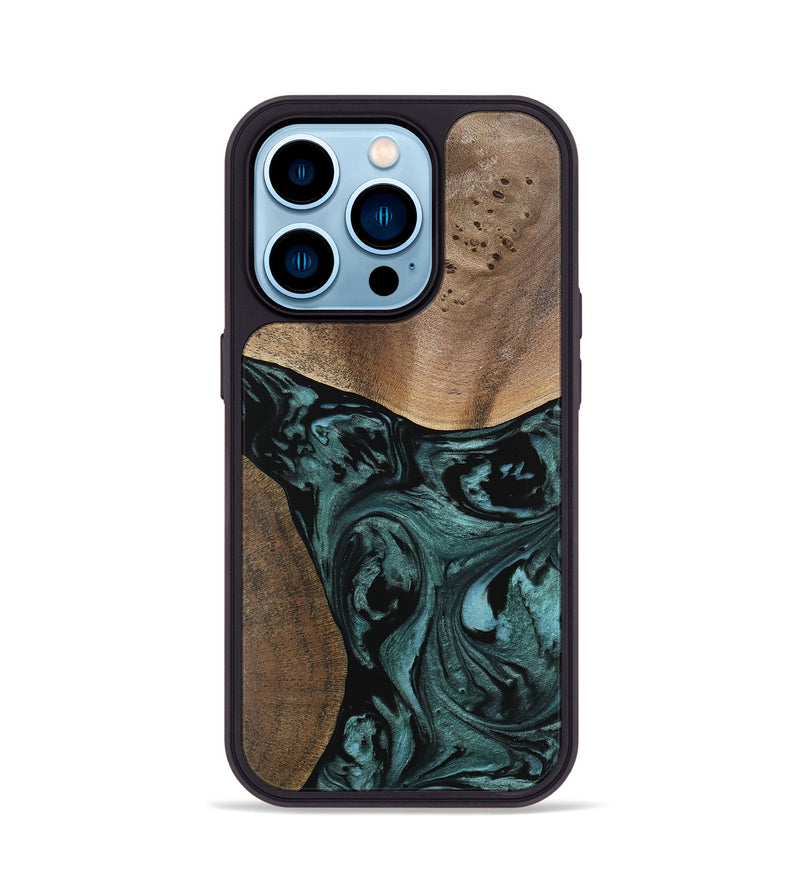 iPhone 14 Pro Wood Phone Case - Elba (Green, 741980)