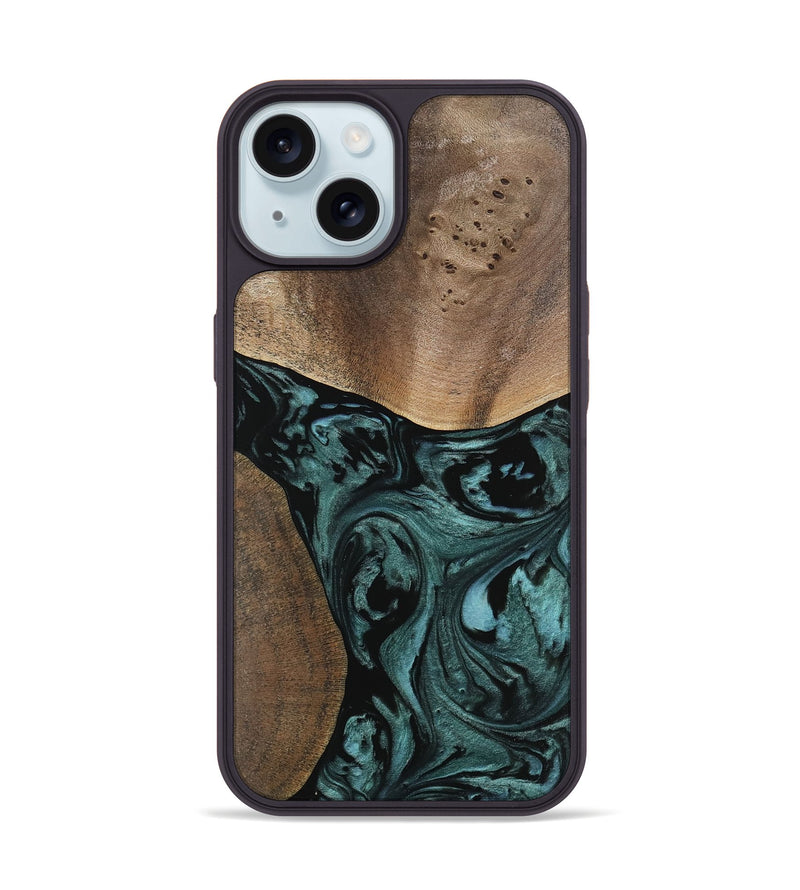 iPhone 15 Wood Phone Case - Elba (Green, 741980)