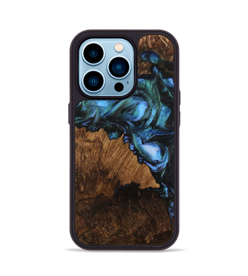 iPhone 14 Pro Wood Phone Case - Otto (Blue, 741982)