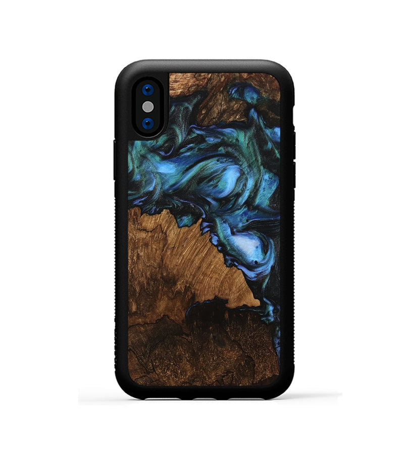 iPhone Xs Wood Phone Case - Otto (Blue, 741982)