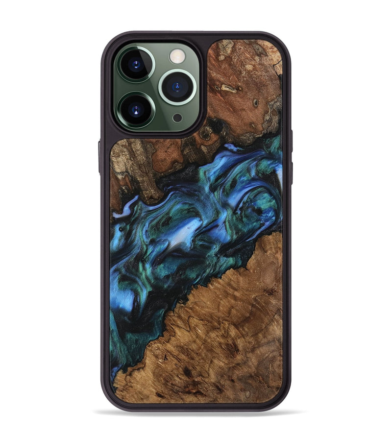 iPhone 13 Pro Max Wood Phone Case - Kaitlyn (Blue, 741983)