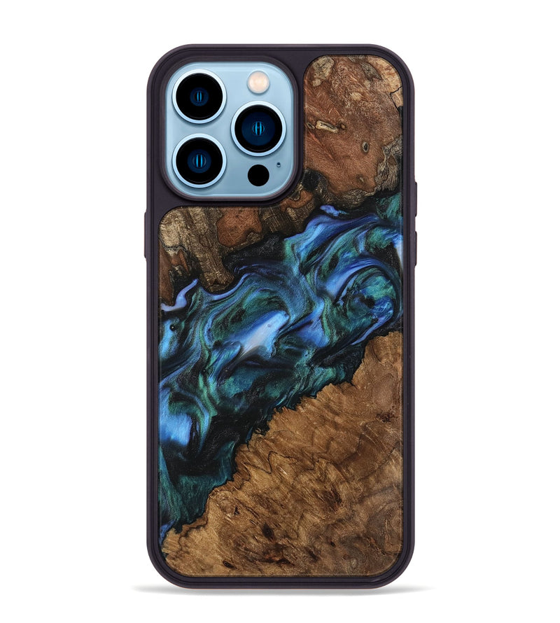 iPhone 14 Pro Max Wood Phone Case - Kaitlyn (Blue, 741983)