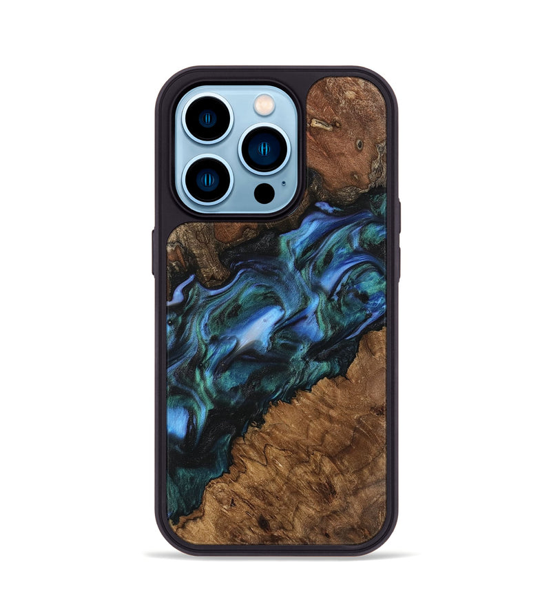 iPhone 14 Pro Wood Phone Case - Kaitlyn (Blue, 741983)