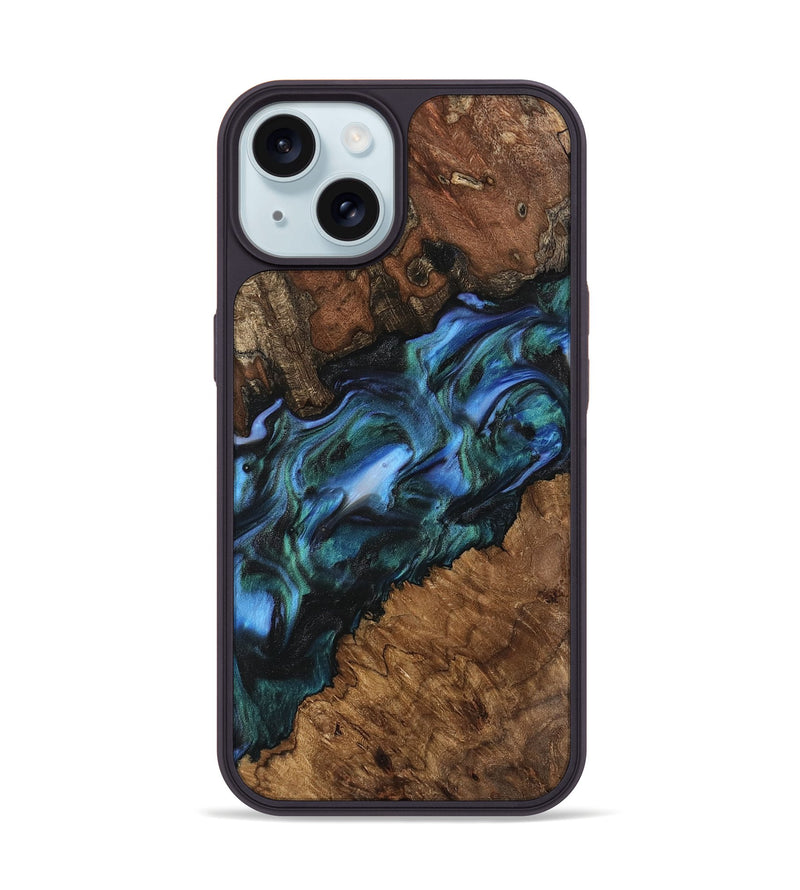 iPhone 15 Wood Phone Case - Kaitlyn (Blue, 741983)