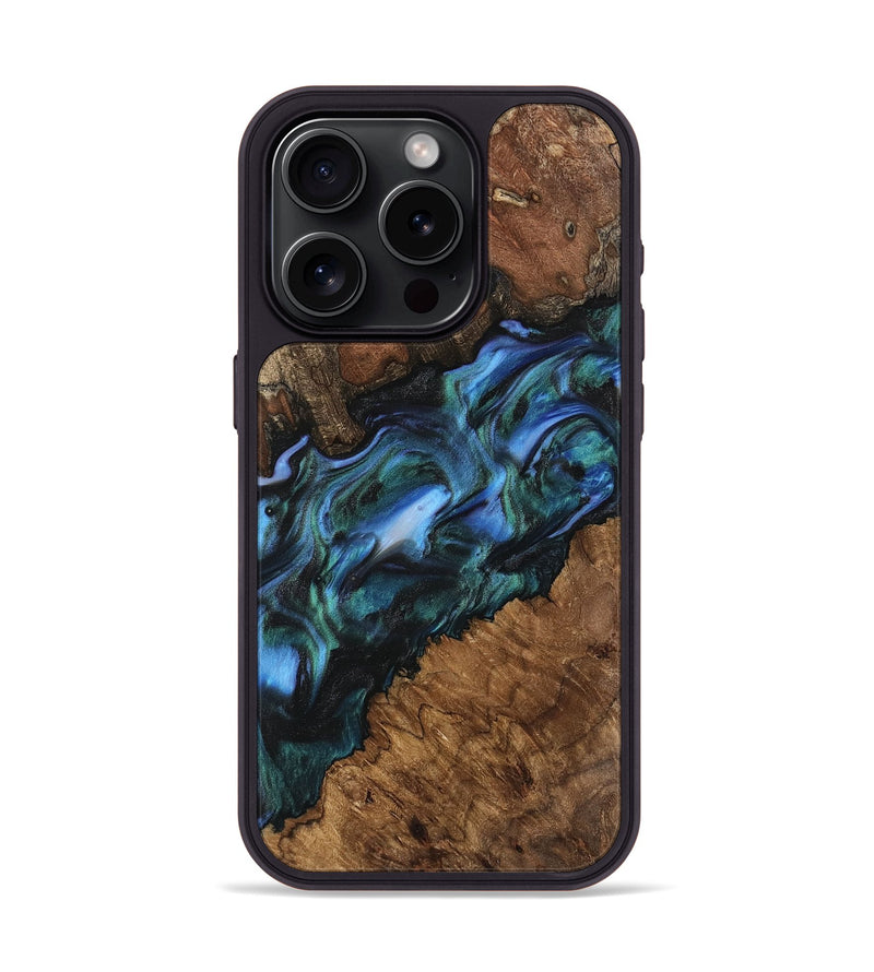 iPhone 15 Pro Wood Phone Case - Kaitlyn (Blue, 741983)