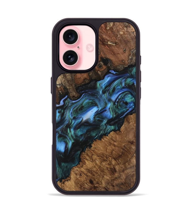 iPhone 16 Wood Phone Case - Kaitlyn (Blue, 741983)