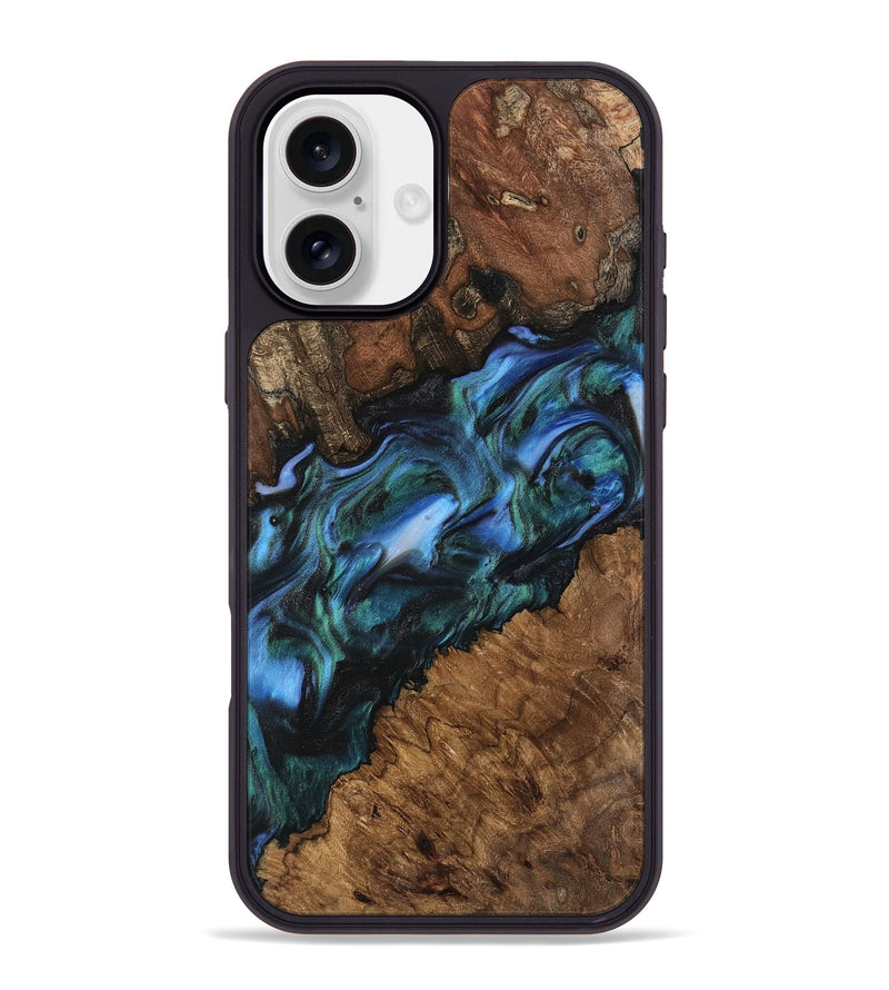 iPhone 16 Plus Wood Phone Case - Kaitlyn (Blue, 741983)