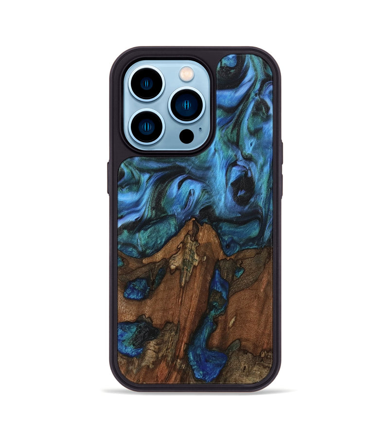 iPhone 14 Pro Wood Phone Case - Christy (Blue, 741984)