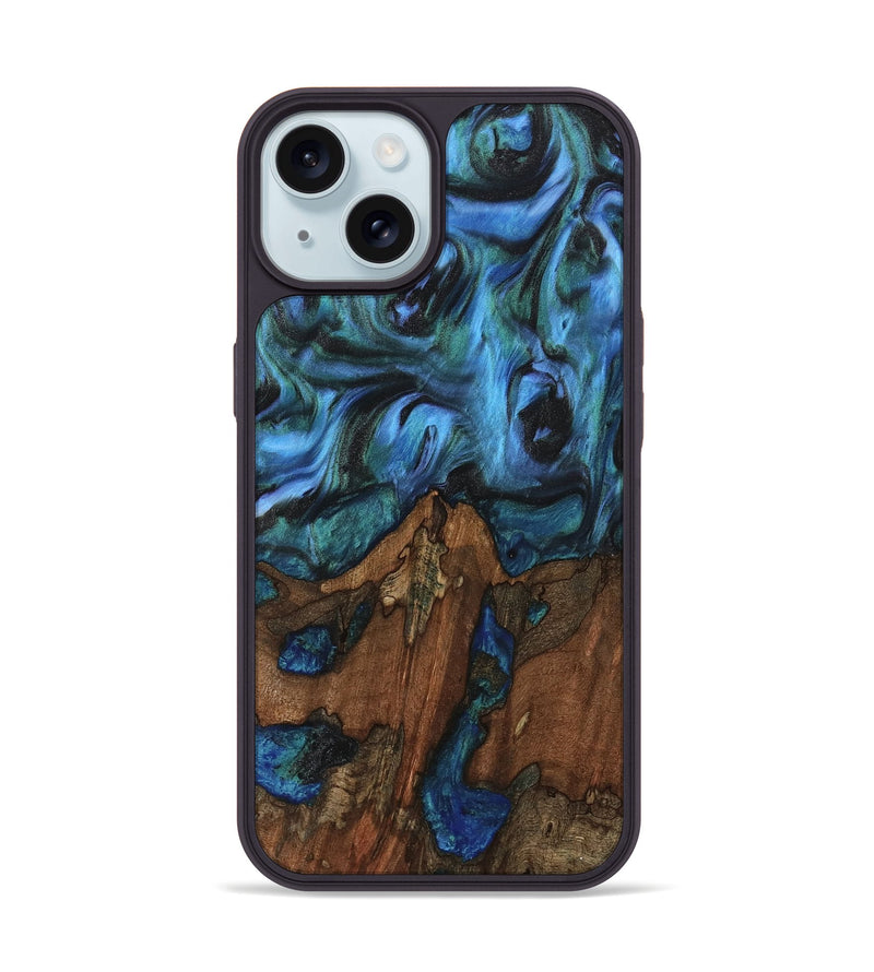 iPhone 15 Wood Phone Case - Christy (Blue, 741984)