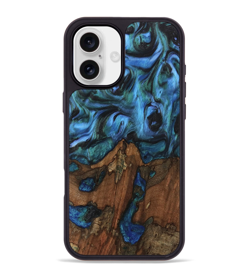 iPhone 16 Plus Wood Phone Case - Christy (Blue, 741984)