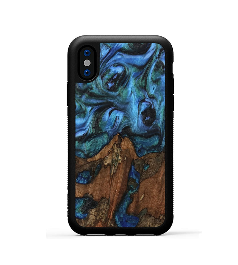 iPhone Xs Wood Phone Case - Christy (Blue, 741984)