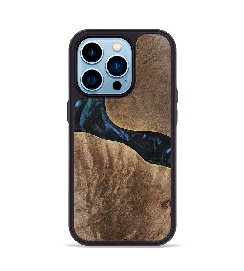 iPhone 14 Pro Wood Phone Case - Aron (Blue, 741988)