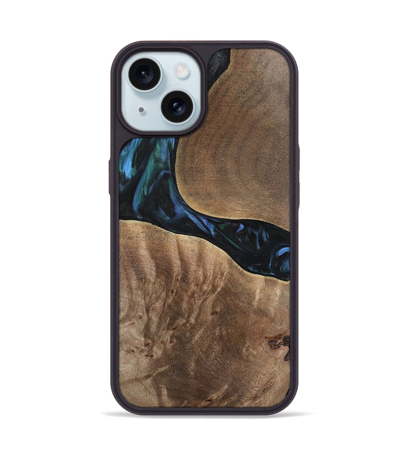 iPhone 15 Wood Phone Case - Aron (Blue, 741988)