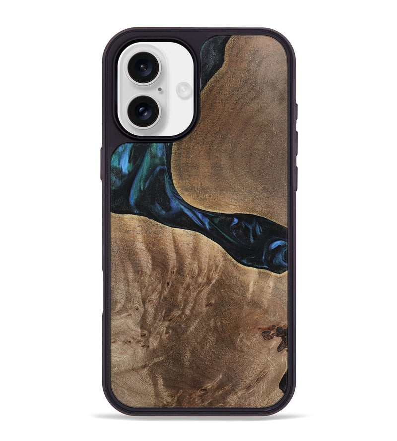 iPhone 16 Plus Wood Phone Case - Aron (Blue, 741988)