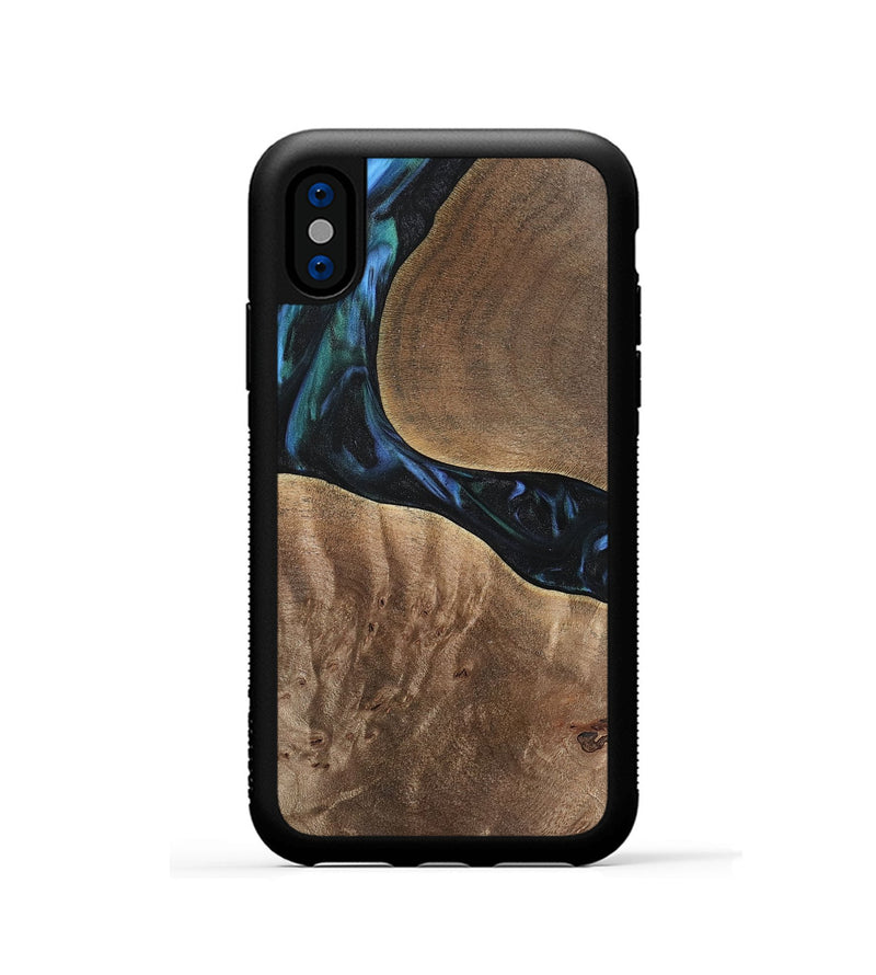 iPhone Xs Wood Phone Case - Aron (Blue, 741988)