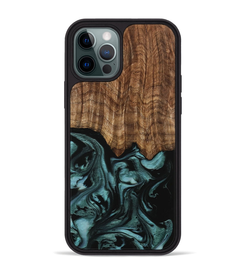 iPhone 12 Pro Max Wood Phone Case - Benet (Green, 742001)