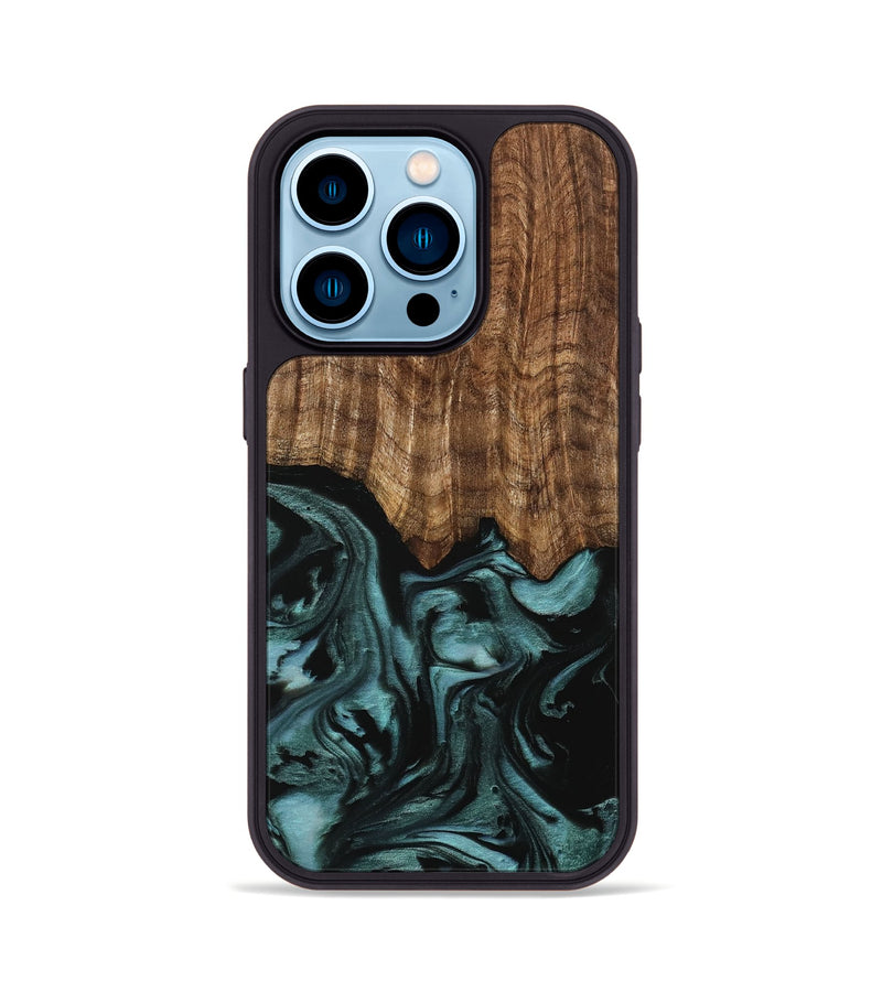 iPhone 14 Pro Wood Phone Case - Benet (Green, 742001)