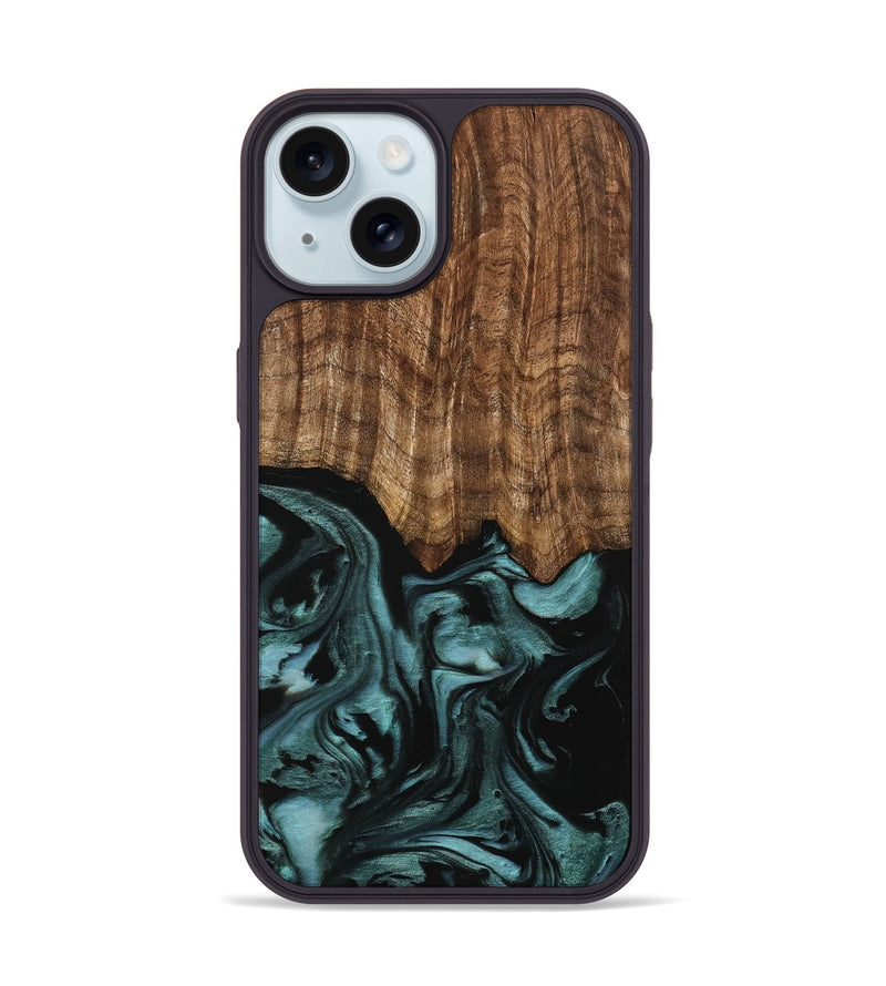 iPhone 15 Wood Phone Case - Benet (Green, 742001)