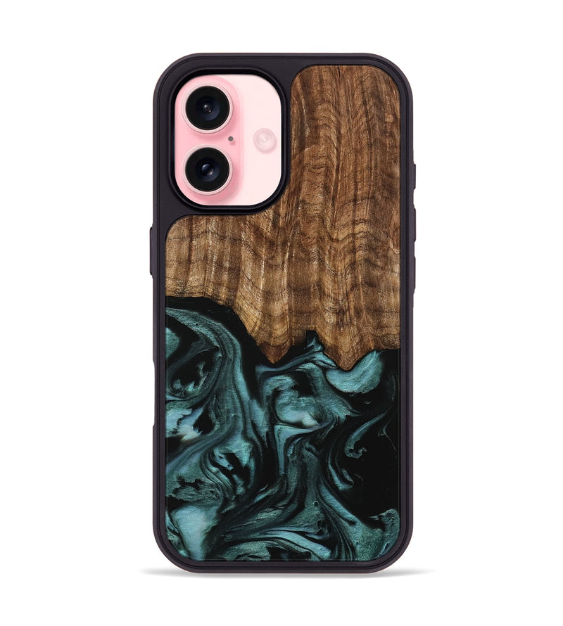 iPhone 16 Wood Phone Case - Benet (Green, 742001)