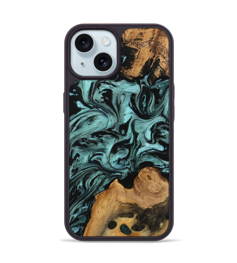 iPhone 15 Wood Phone Case - Celesta (Green, 742003)