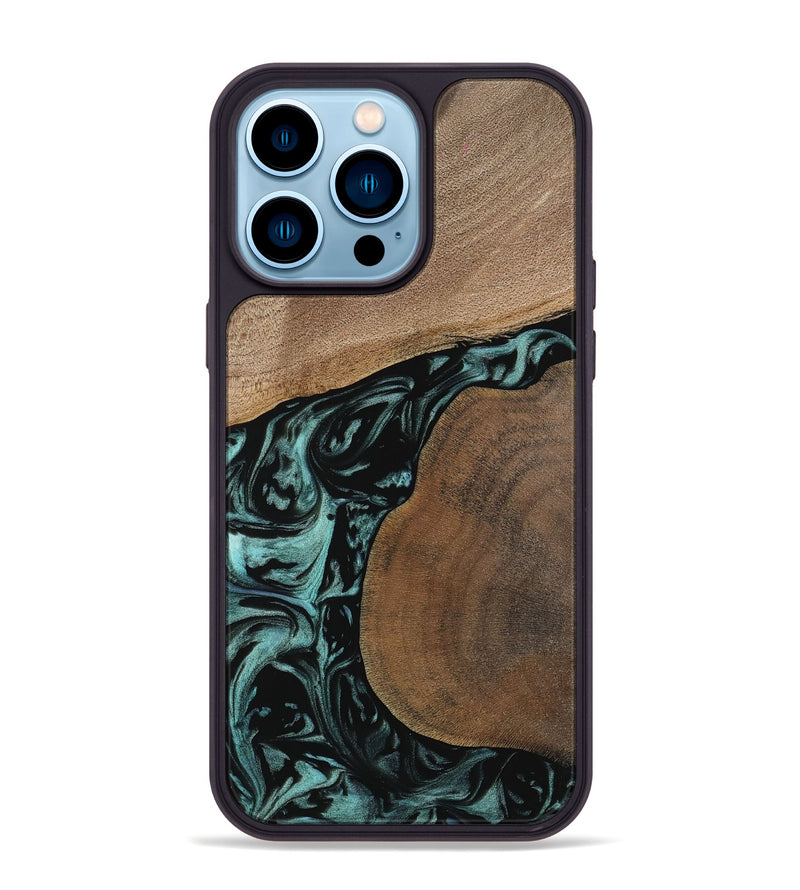 iPhone 14 Pro Max Wood Phone Case - Martina (Green, 742004)