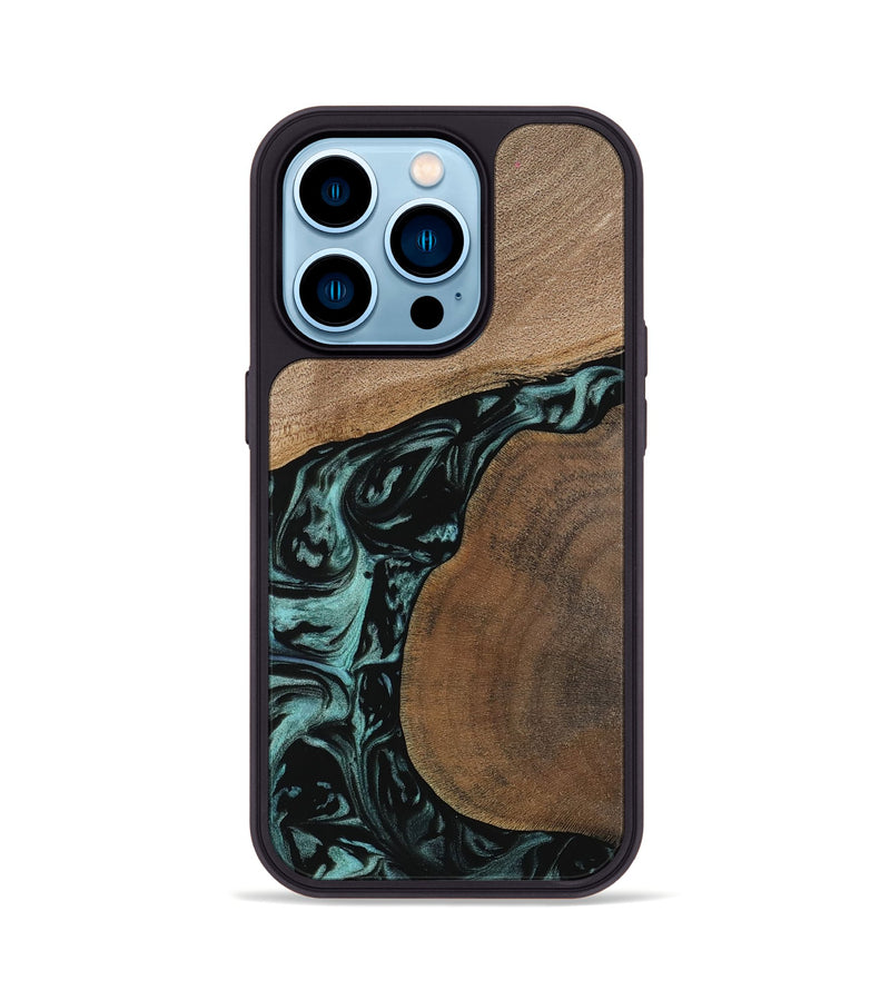 iPhone 14 Pro Wood Phone Case - Martina (Green, 742004)