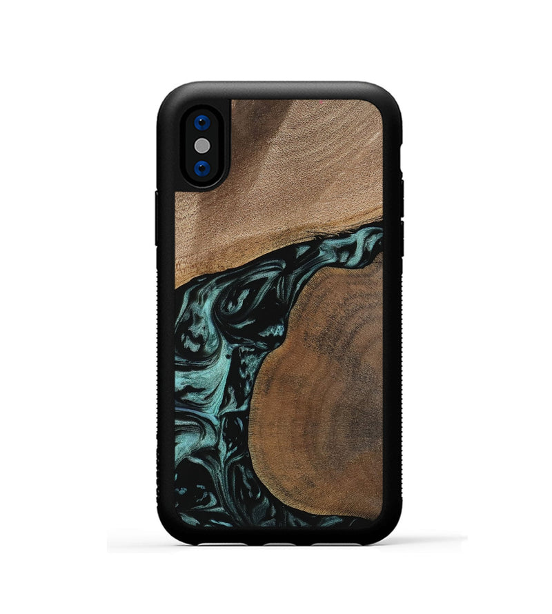 iPhone Xs Wood Phone Case - Martina (Green, 742004)