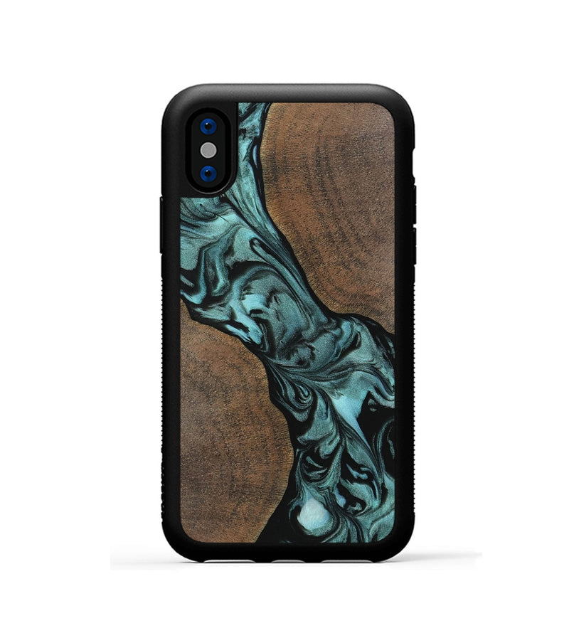 iPhone Xs Wood Phone Case - Junette (Green, 742008)