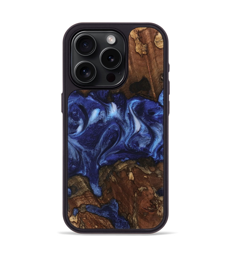 iPhone 15 Pro Wood Phone Case - Adena (Blue, 742010)