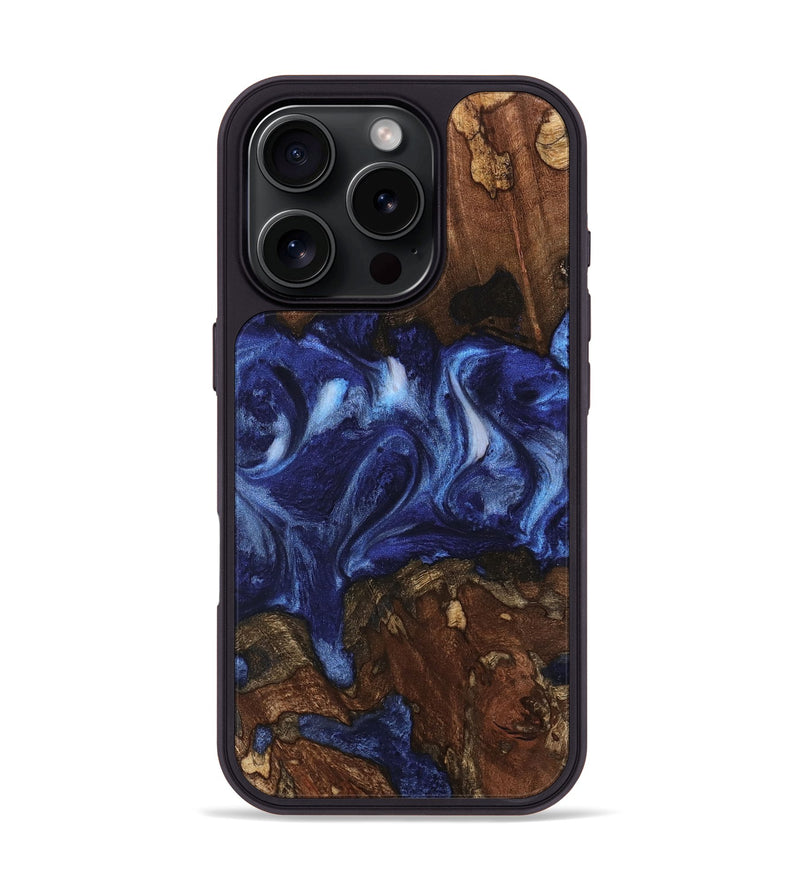 iPhone 16 Pro Wood Phone Case - Adena (Blue, 742010)