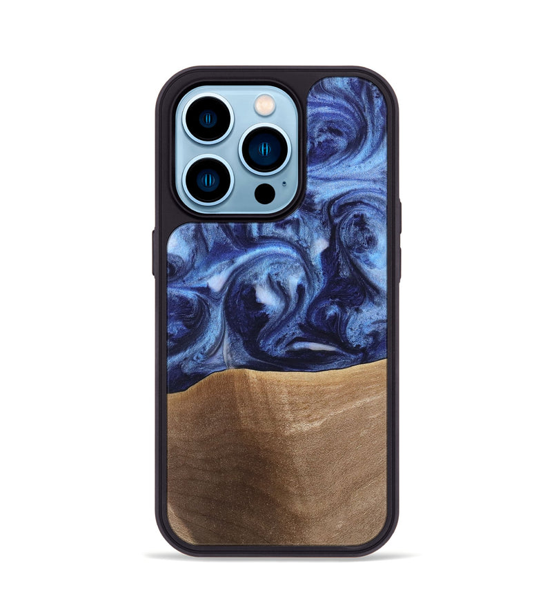 iPhone 14 Pro Wood Phone Case - Rena (Blue, 742011)