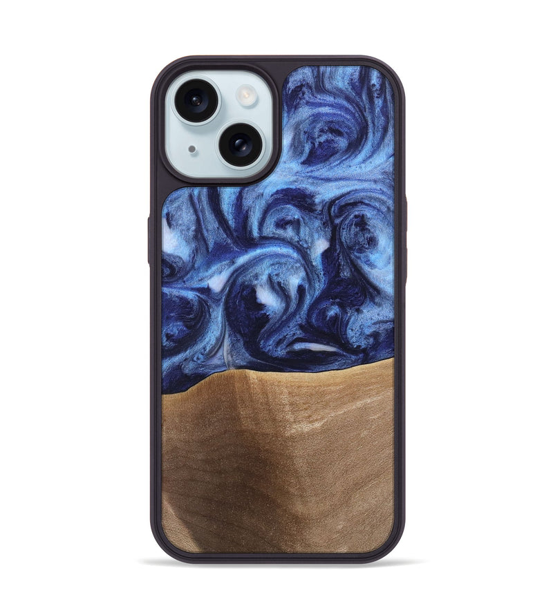 iPhone 15 Wood Phone Case - Rena (Blue, 742011)