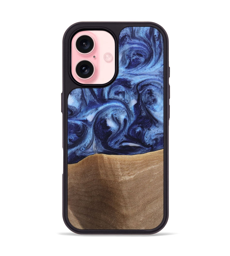 iPhone 16 Wood Phone Case - Rena (Blue, 742011)