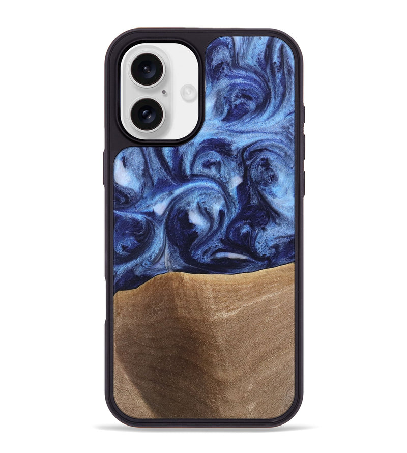 iPhone 16 Plus Wood Phone Case - Rena (Blue, 742011)