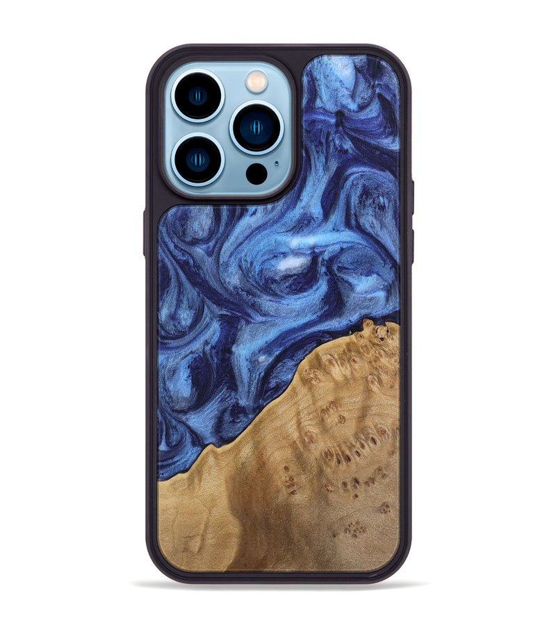 iPhone 14 Pro Max Wood Phone Case - Tammara (Blue, 742013)