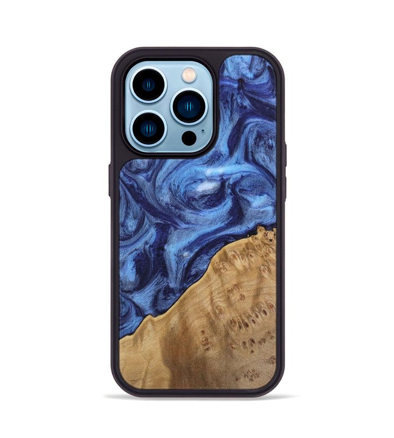 iPhone 14 Pro Wood Phone Case - Tammara (Blue, 742013)