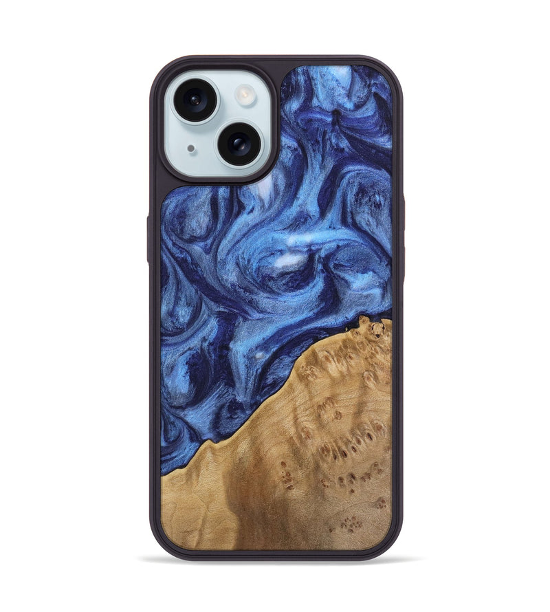 iPhone 15 Wood Phone Case - Tammara (Blue, 742013)