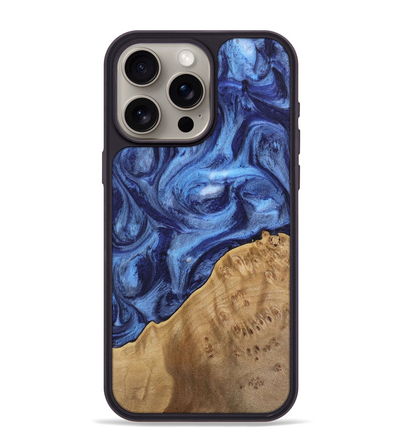 iPhone 15 Pro Max Wood Phone Case - Tammara (Blue, 742013)