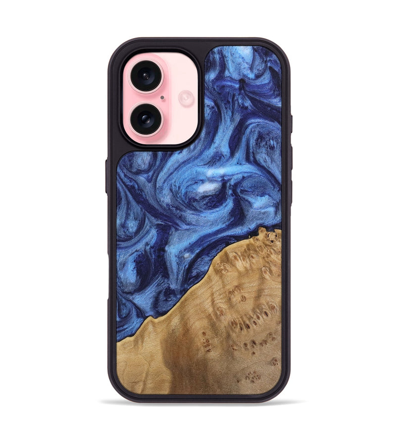 iPhone 16 Wood Phone Case - Tammara (Blue, 742013)