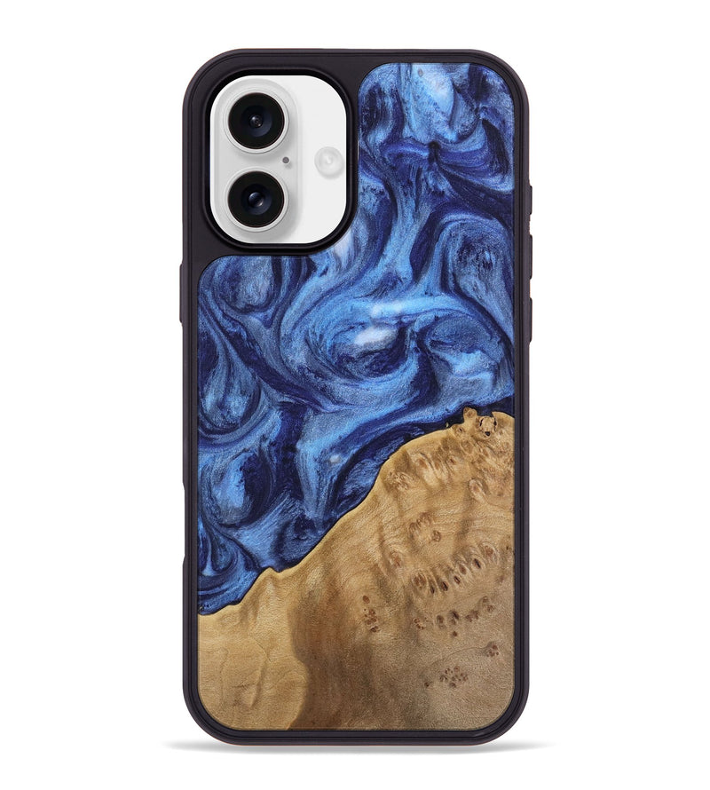 iPhone 16 Plus Wood Phone Case - Tammara (Blue, 742013)