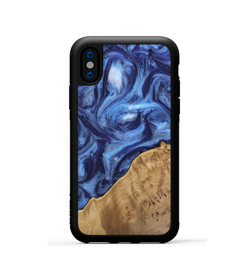 iPhone Xs Wood Phone Case - Tammara (Blue, 742013)