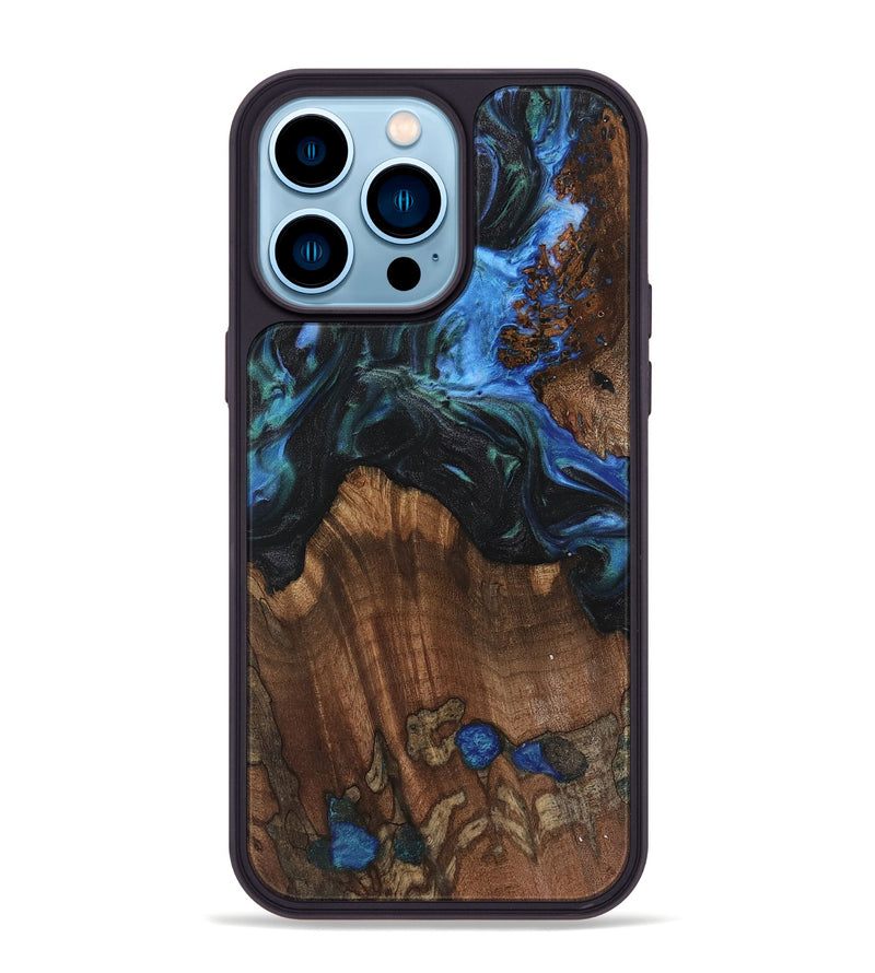 iPhone 14 Pro Max Wood Phone Case - Nolia (Blue, 742015)